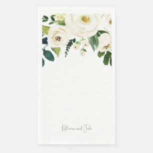 Witte rozen Gepersonaliseerde Script Namen Wedding Servet