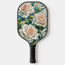 Witte rozen glas-in-lood mozaïek