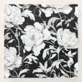 Witte rozen glazen onderzetter (Voorkant)