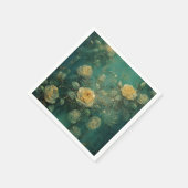 Witte Rozen Goud Antiek Vintage Romantisch Groen Servet (Hoek)