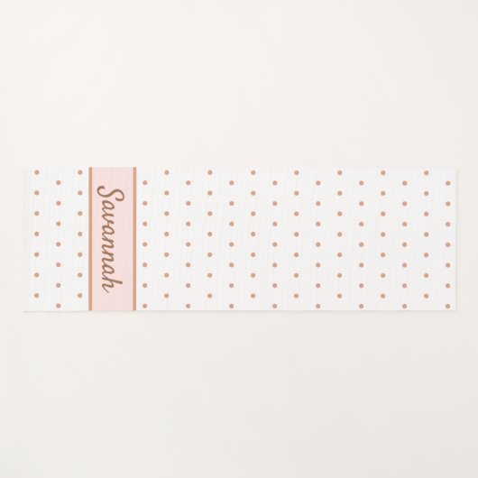 Witte rozen goudbruine roze stippen monogram naam yogamat (Voorkant (horizontaal))