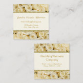 Witte rozen, gouden grens bruiloft planner vierkante visitekaartje (Voorkant / Achterkant)