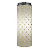 Witte Rozen Gouden Harten Bloemen Thermische Tumbl Thermosbeker (Achterkant)