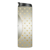 Witte Rozen Gouden Harten Bloemen Thermische Tumbl Thermosbeker (Geroteerd rechts)