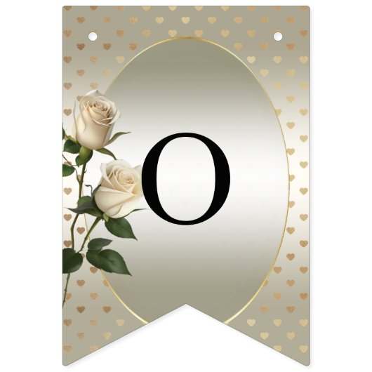 Witte Rozen Gouden Harten Brandende Vlag Vlaggetjes (Tweede vlag)