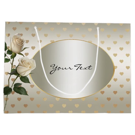 Witte Rozen Gouden Harten Cadeautas (Achterkant)