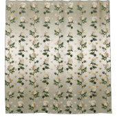 Witte Rozen Gouden Harten Douchegordijn (Voorkant)