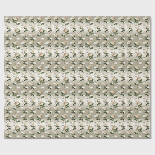 Witte rozen gouden harten inpakpapier (Vlak)