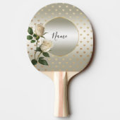 Witte Rozen Gouden Harten Ping Pong Paddle Tafeltennisbatje (Achterkant)