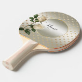 Witte Rozen Gouden Harten Ping Pong Paddle Tafeltennisbatje (Voorkant Gekanteld)