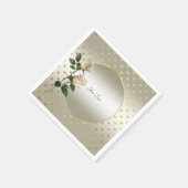 Witte Rozen Gouden Harten Servetten (Hoek)