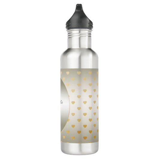 Witte Rozen Gouden Harten Waterfles (Rechts)