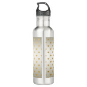 Witte Rozen Gouden Harten Waterfles Waterfles (Achterkant)