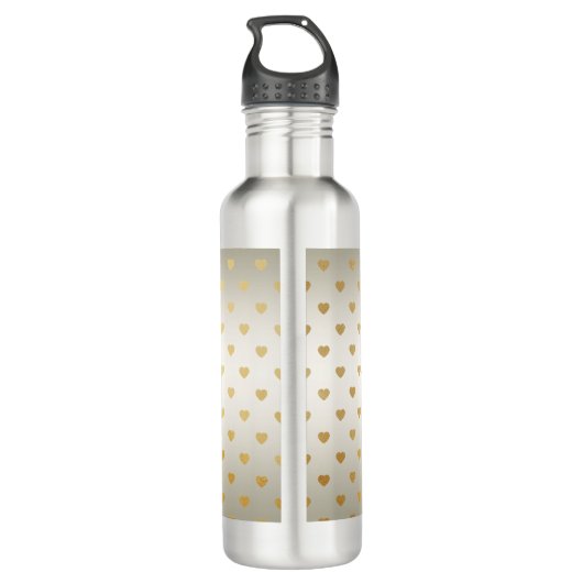 Witte Rozen Gouden Harten Waterfles Waterfles (Achterkant)