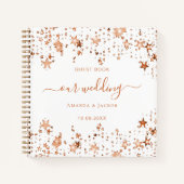 Witte rozen gouden sterren voor het Guest Book Notitieboek (Voorkant)