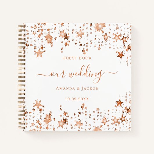 Witte rozen gouden sterren voor het Guest Book Notitieboek (Voorkant)