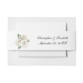 Witte Rozen Gouden Trim Elegante Bloemen Bruiloft Uitnodigingen Wikkel (Voorkant Voorbeeld)