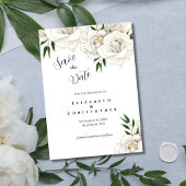 Witte Rozen Gouden Trim Elegante Formele Bruiloft Save The Date