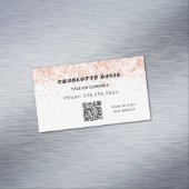 Witte rozen goudglitter elegant QR-code Magnetisch Visitekaartje (Voorbeeld)