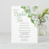 Witte rozen | Greenery Boho Floral Bridal Tea Kaart (Staand voorkant)