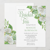 Witte rozen | Greenery Boho Floral Bridal Tea Kaart (Voorkant / Achterkant)