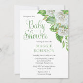 Witte rozen |Greenery Boho Floral Girl Baby shower Kaart (Voorkant)