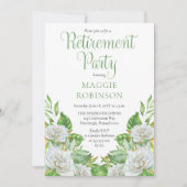 Witte rozen |Greenery Boho Floral Retirement Party Kaart (Voorkant)