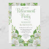 Witte rozen |Greenery Boho Floral Retirement Party Kaart (Voorkant / Achterkant)
