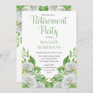 Witte rozen  Greenery Boho Floral Retirement Party Kaart