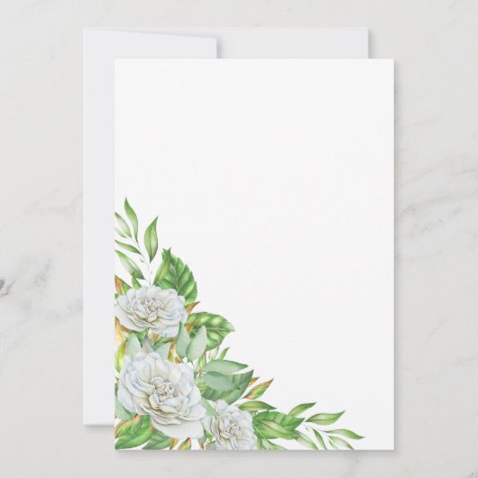 Witte rozen | Greenery Floral Celebration of Life Kaart (Achterkant)