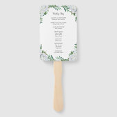 Witte rozen groen bladeren bruiloft programma's handwaaier (Achterkant)