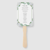 Witte rozen groen bladeren bruiloft programma's handwaaier (Achterkant)