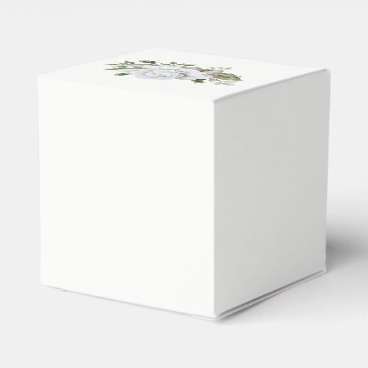 Witte Rozen Groen Bladgroen Bruiloft Bedankdoosjes (Achterkant)