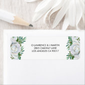 Witte Rozen Groen Bladgroen Bruiloft Etiket (Insitu)