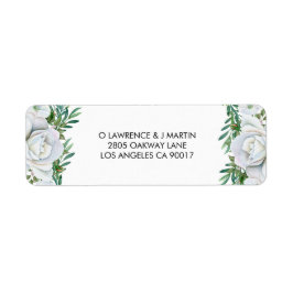 Witte Rozen Groen Bladgroen Bruiloft Etiket