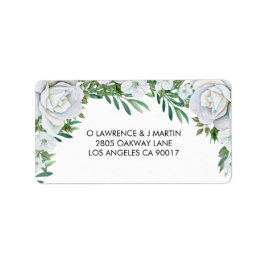 Witte Rozen Groen Bladgroen Bruiloft Etiket