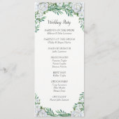 Witte Rozen Groen Bladgroen Bruiloft Programmakaart (Achterkant)