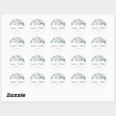 Witte Rozen Groen Bladgroen Bruiloft Ronde Sticker (Vel)