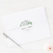 Witte Rozen Groen Bladgroen Bruiloft Ronde Sticker (Envelop)