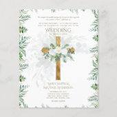 Witte Rozen Groen Christelijk Bruiloft Bijbel Vers Flyer (Voorkant)