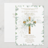 Witte Rozen Groen Christelijk Bruiloft Bijbel Vers Kaart (Voorkant / Achterkant)