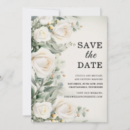 Witte rozen groen elegante trouwdag save the date