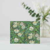 Witte rozen, groene bladeren, mooie bloemen briefkaart (Staand voorkant)