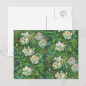 Witte rozen, groene bladeren, mooie bloemen briefkaart (Voorkant / Achterkant)