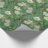 Witte rozen, groene bladeren, mooie bloemen cadeaupapier (Hoek)
