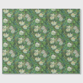 Witte rozen, groene bladeren, mooie bloemen cadeaupapier (Vlak)