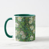 Witte rozen, groene bladeren, mooie bloemen mok (Links)