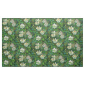 Witte rozen, groene bladeren, mooie bloemen stof (Yard (91,4 cm))