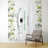 Witte Rozen Groene Bloemen Foto Gradatie Achtergro Wandkleed (In situ)