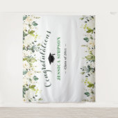 Witte Rozen Groene Bloemen Foto Gradatie Achtergro Wandkleed (Voorkant)